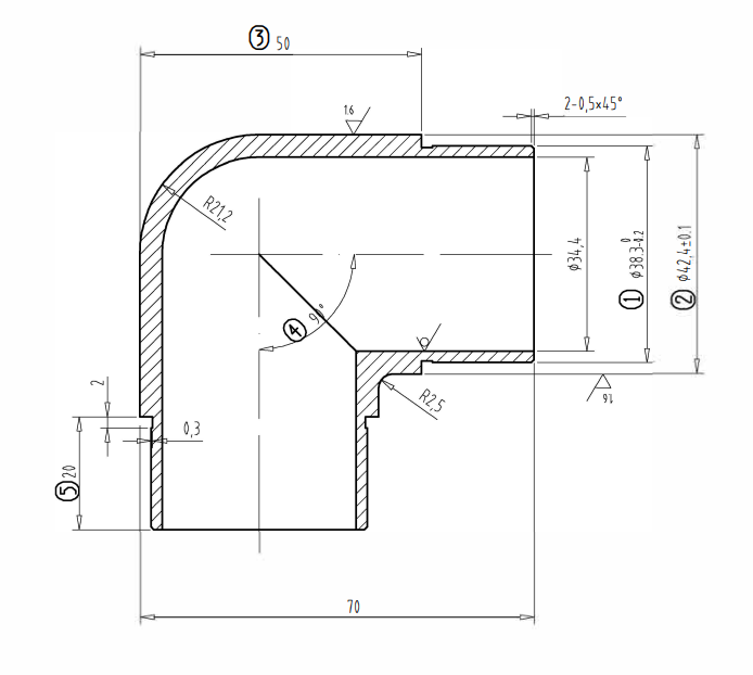 Handrail Rounded 90 Degree Elbow