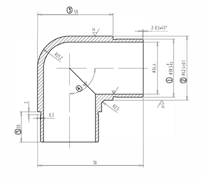 Handrail Rounded 90 Degree Elbow